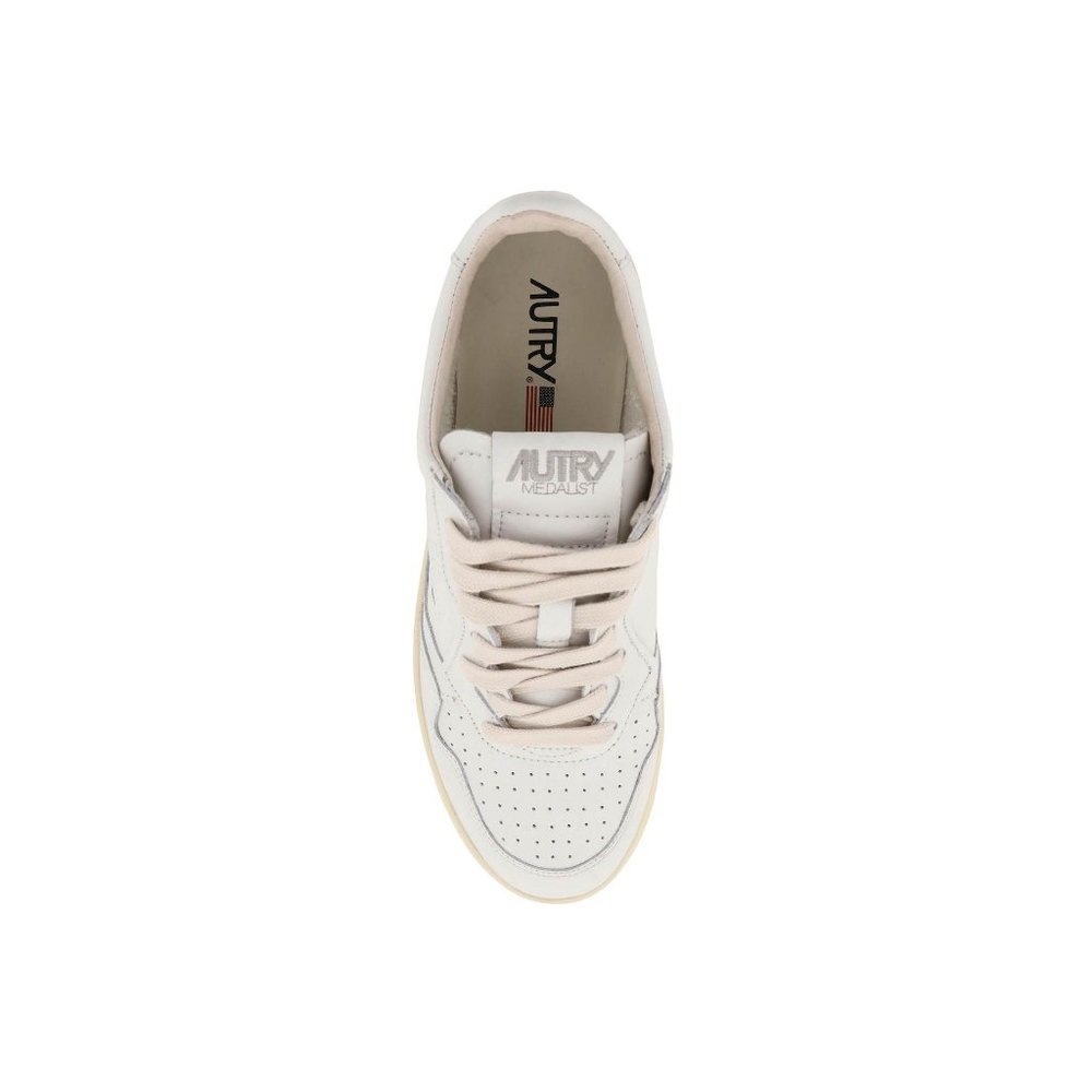 Autry White Leather Low-Top Sneaker with Cream Sole - Picture 2 of 3